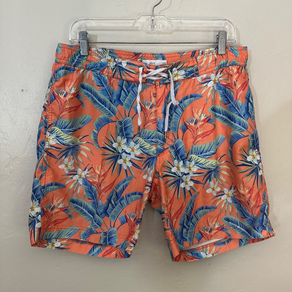 Onia Floral Swim Trunks Medium Gently worn 100% polyester Fully lined - Picture 2 of 4